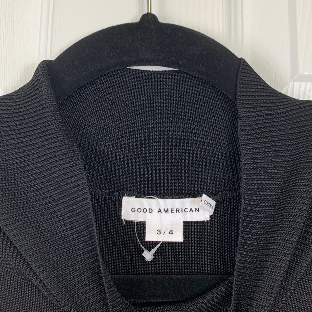 NWOT Good American black ribbed knit turtleneck midi dress sz 3/4 - Picture 10 of 11